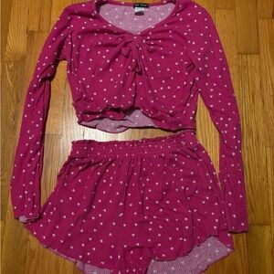 Woman’s 2 x pajamas 2 pc set cute hearts thermal